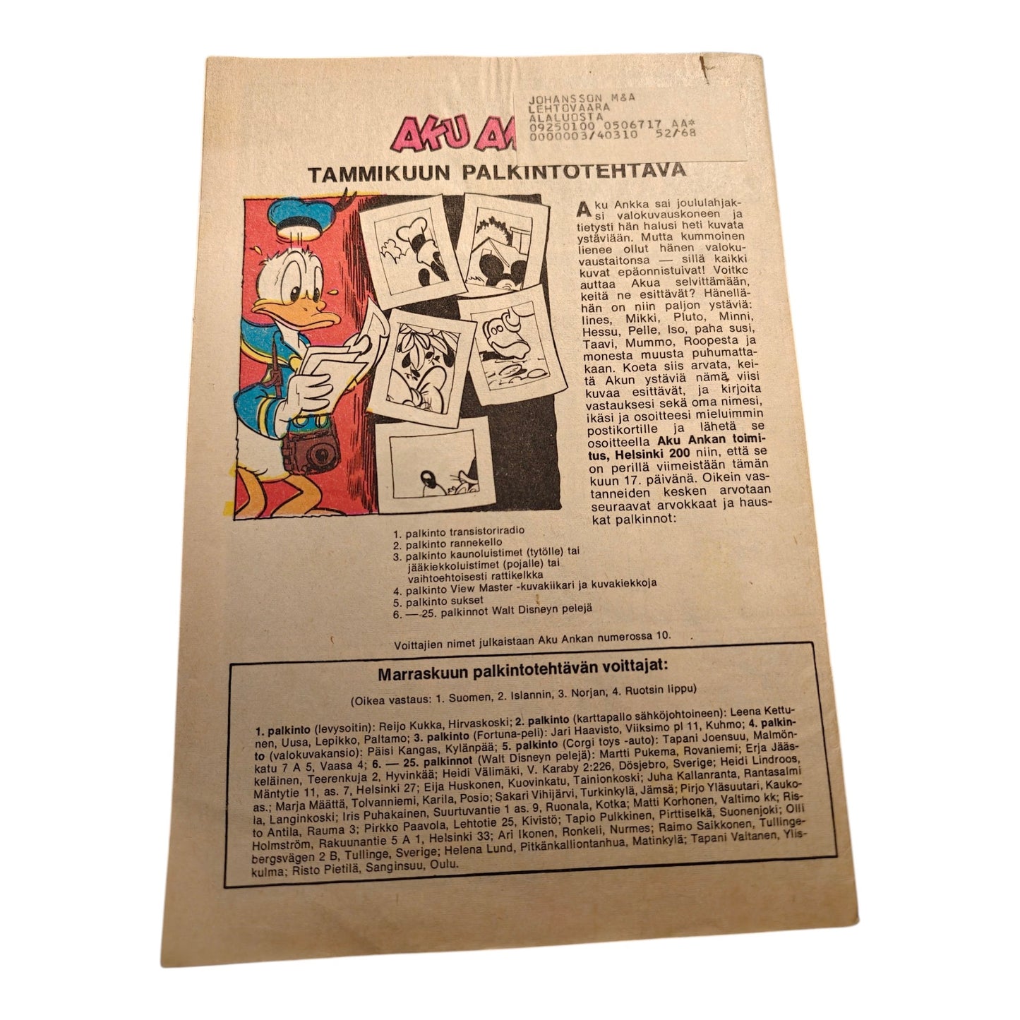 Aku Ankka -lehti 1968/01