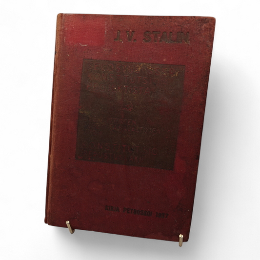 J.V. Stalin Neuvostoliiton perustuslakisuunnitelmasta : selostus VIII:ssa yleisliittolaisessa ylimääräisessä yleisliittolaisessa neuvostojen edustajakokouksessa marrask. 25 p:nä 1936 Selostus SSSR:n konstitutsion projektista